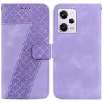 For Xiaomi Redmi Note 12 Pro 5G Global/Poco X5 Pro 7-shaped Embossed Leather Phone Case(Purple)