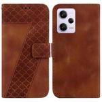 For Xiaomi Redmi Note 12 Pro 5G Global/Poco X5 Pro 7-shaped Embossed Leather Phone Case(Brown)