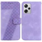 For Xiaomi Redmi Note 12 Pro+ Global 7-shaped Embossed Leather Phone Case(Purple)