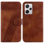 For Xiaomi Redmi Note 12 Pro+ Global 7-shaped Embossed Leather Phone Case(Brown)