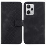 For Xiaomi Redmi Note 12 Pro+ Global 7-shaped Embossed Leather Phone Case(Black)
