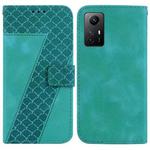 For Xiaomi Redmi Note 12S 7-shaped Embossed Leather Phone Case(Green)