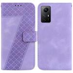 For Xiaomi Redmi Note 12S 7-shaped Embossed Leather Phone Case(Purple)