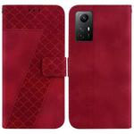 For Xiaomi Redmi Note 12S 7-shaped Embossed Leather Phone Case(Red)