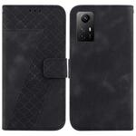 For Xiaomi Redmi Note 12S 7-shaped Embossed Leather Phone Case(Black)