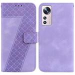 For Xiaomi 12 Pro 7-shaped Embossed Leather Phone Case(Purple)