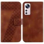 For Xiaomi 12 Pro 7-shaped Embossed Leather Phone Case(Brown)