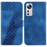 For Xiaomi 12 Pro 7-shaped Embossed Leather Phone Case(Blue)