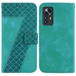 For Xiaomi 12/12X 7-shaped Embossed Leather Phone Case(Green)