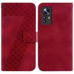 For Xiaomi 12/12X 7-shaped Embossed Leather Phone Case(Red)