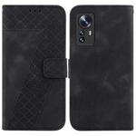 For Xiaomi 12/12X 7-shaped Embossed Leather Phone Case(Black)