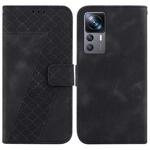 For Xiaomi 12T/12T Pro 7-shaped Embossed Leather Phone Case(Black)