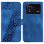 For Xiaomi Poco M4 Pro 7-shaped Embossed Leather Phone Case(Blue)