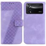 For Xiaomi Poco X4 Pro 5G 7-shaped Embossed Leather Phone Case(Purple)