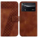 For Xiaomi Poco X4 Pro 5G 7-shaped Embossed Leather Phone Case(Brown)