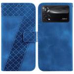 For Xiaomi Poco X4 Pro 5G 7-shaped Embossed Leather Phone Case(Blue)