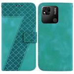 For Xiaomi Redmi 10A 7-shaped Embossed Leather Phone Case(Green)