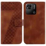 For Xiaomi Redmi 10A 7-shaped Embossed Leather Phone Case(Brown)