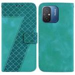 For Xiaomi Redmi 12C/11A 7-shaped Embossed Leather Phone Case(Green)
