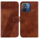 For Xiaomi Redmi 12C/11A 7-shaped Embossed Leather Phone Case(Brown)