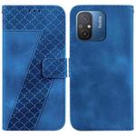 For Xiaomi Redmi 12C/11A 7-shaped Embossed Leather Phone Case(Blue)