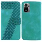 For Xiaomi Redmi Note 10 4G/Note 10S 7-shaped Embossed Leather Phone Case(Green)