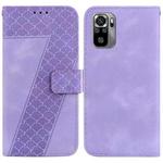 For Xiaomi Redmi Note 10 4G/Note 10S 7-shaped Embossed Leather Phone Case(Purple)