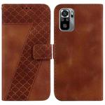 For Xiaomi Redmi Note 10 4G/Note 10S 7-shaped Embossed Leather Phone Case(Brown)