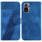 For Xiaomi Redmi Note 10 4G/Note 10S 7-shaped Embossed Leather Phone Case(Blue)