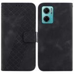 For Xiaomi Redmi Note 11E/Redmi 10 5G 7-shaped Embossed Leather Phone Case(Black)