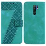 For Xiaomi Redmi 9/9 Prime/Poco M2 7-shaped Embossed Leather Phone Case(Green)