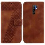 For Xiaomi Redmi 9/9 Prime/Poco M2 7-shaped Embossed Leather Phone Case(Brown)