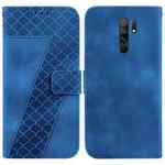 For Xiaomi Redmi 9/9 Prime/Poco M2 7-shaped Embossed Leather Phone Case(Blue)