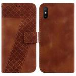 For Xiaomi Redmi 9A 7-shaped Embossed Leather Phone Case(Brown)
