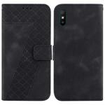 For Xiaomi Redmi 9A 7-shaped Embossed Leather Phone Case(Black)