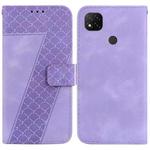 For Xiaomi Redmi 9C 7-shaped Embossed Leather Phone Case(Purple)