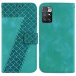 For Xiaomi Redmi 10/10 Prime 7-shaped Embossed Leather Phone Case(Green)