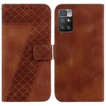 For Xiaomi Redmi 10/10 Prime 7-shaped Embossed Leather Phone Case(Brown)