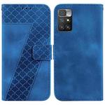 For Xiaomi Redmi 10/10 Prime 7-shaped Embossed Leather Phone Case(Blue)
