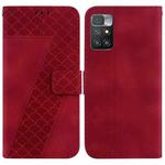 For Xiaomi Redmi 10/10 Prime 7-shaped Embossed Leather Phone Case(Red)