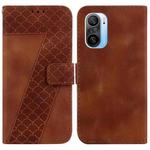 For Xiaomi Redmi K40/K40 Pro/Poco F3/11i/Mi 11X/Mi 11X Pro 7-shaped Embossed Leather Phone Case(Brown)