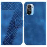 For Xiaomi Redmi K40/K40 Pro/Poco F3/11i/Mi 11X/Mi 11X Pro 7-shaped Embossed Leather Phone Case(Blue)