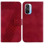 For Xiaomi Redmi K40/K40 Pro/Poco F3/11i/Mi 11X/Mi 11X Pro 7-shaped Embossed Leather Phone Case(Red)