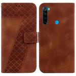 For Xiaomi Redmi Note 8 7-shaped Embossed Leather Phone Case(Brown)