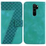 For Xiaomi Redmi Note 8 Pro 7-shaped Embossed Leather Phone Case(Green)