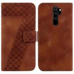 For Xiaomi Redmi Note 8 Pro 7-shaped Embossed Leather Phone Case(Brown)