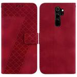 For Xiaomi Redmi Note 8 Pro 7-shaped Embossed Leather Phone Case(Red)