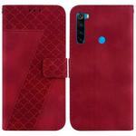 For Xiaomi Redmi Note 8T 7-shaped Embossed Leather Phone Case(Red)