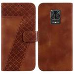 For Xiaomi Redmi Note 9 Pro/Note 9S/Note 9 Pro Max 7-shaped Embossed Leather Phone Case(Brown)