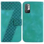 For Xiaomi Redmi Note 10 5G/Poco M3 Pro 7-shaped Embossed Leather Phone Case(Green)